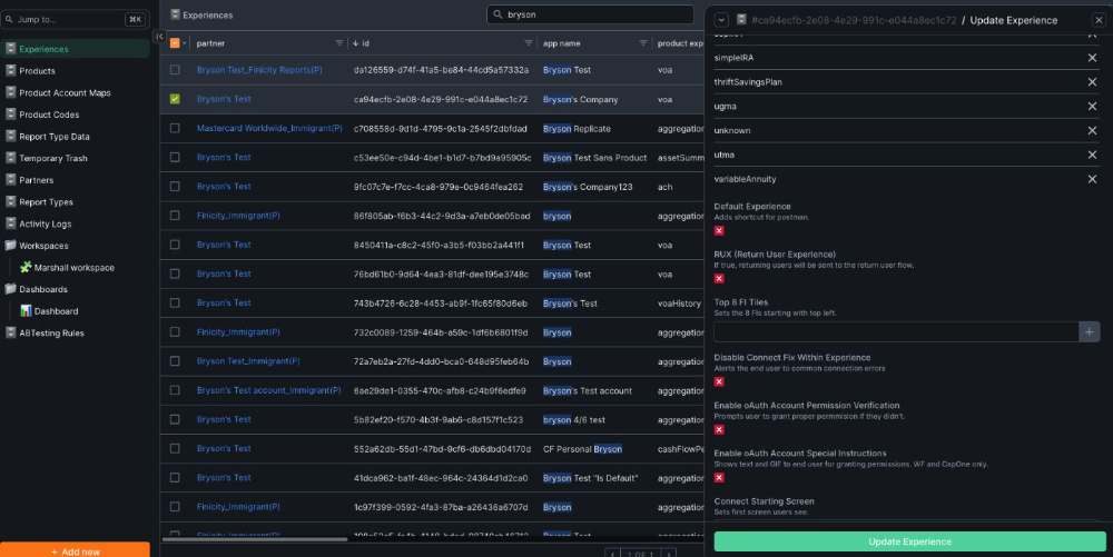 Curator experience settings before Customize Connect